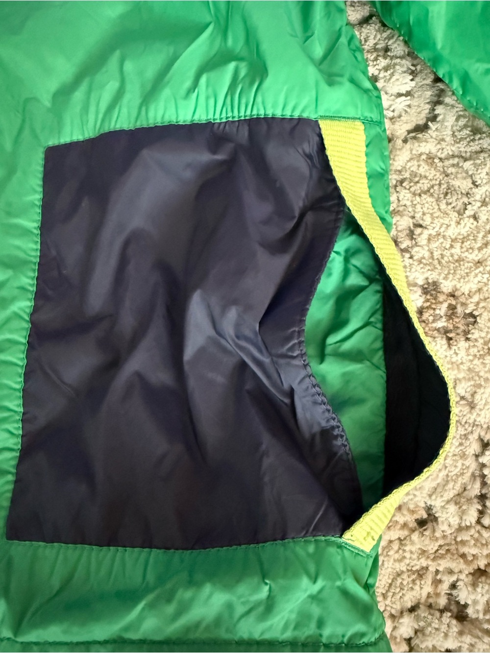 Gymboree Green & Navy Hooded Rain / Wind coat with Lime Zipper - Picture 5 of 6